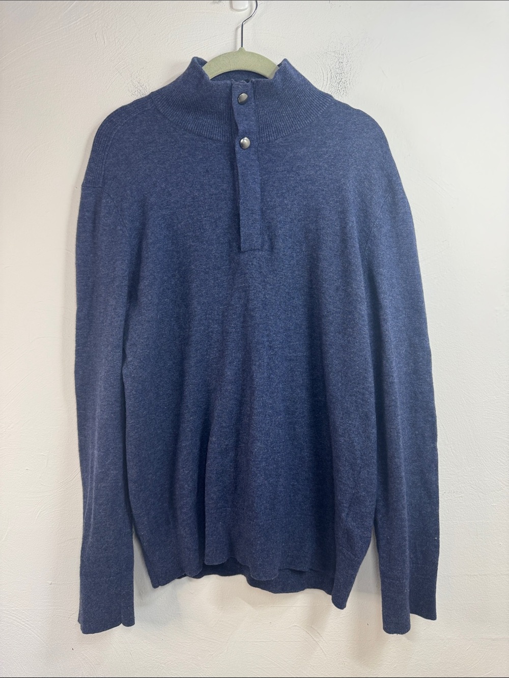 Banana Republic Navy Zip-Up Mock Neck Merino Wool Italian Yarn Sweater Old Money